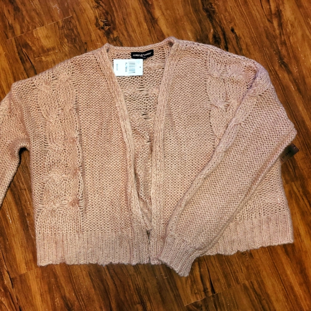 Almost Famous light pink/beige cardigan  NWT XL